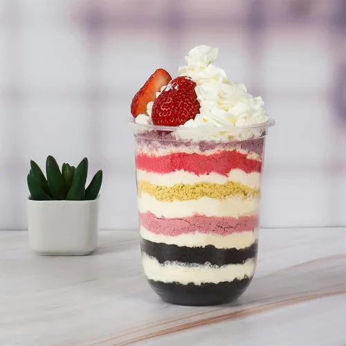 Miniatura 2 de Vasos desechables de plástico transparente de 17 onzas con tapas planas, perfectas para bebidas frías, café, batidos, postres, paquete de 50