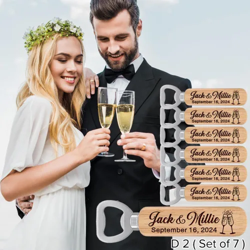 Miniatura 3 de Abrebotellas personalizados, nombres de pareja personalizados de madera y abridores de fecha para regalo de boda, regalos ideales para boda