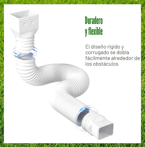 Miniatura 3 de Paquete de 2 extensiones flexibles de bajante de canalón, conector extensor de bajante de drenaje 21"-68", tornillos incluidos, blanco
