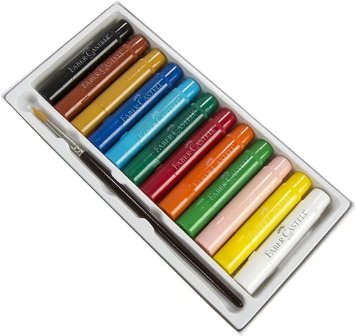 Miniatura 3 de Faber-Castell Palitos de gel - 12 crayones de acuarela retorcidos para niños con pincel - Acuarelas para niños