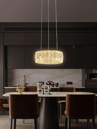 Miniatura 6 de Araña de Cristal LED Moderna Regulable de 8" Anillo Dorado Luminarias Colgantes para Isla de Cocina Comedor Sala de Estar