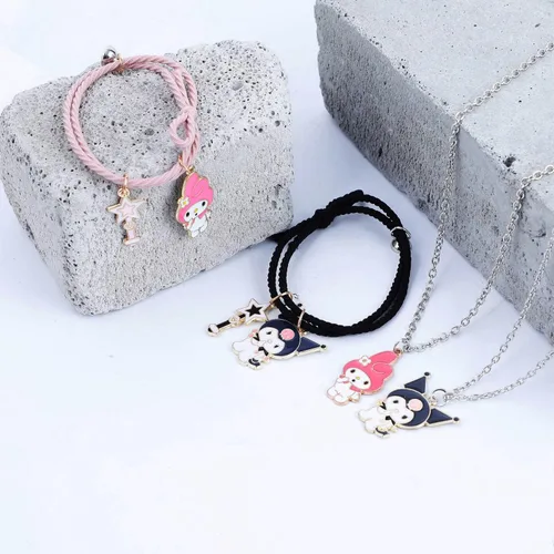 Miniatura 2 de Pulseras magnéticas de dibujos animados para parejas atracción mutua lindo collar de gatito Acero inoxidable multicolorfantasía