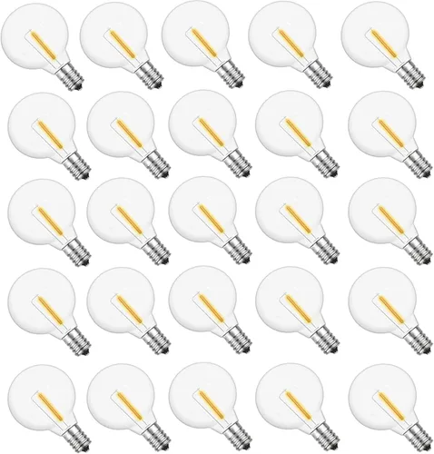 Bombillas LED G40 de repuesto, bombilla LED de plástico transparente de 1 W, se adapta a enchufes de base de tornillo de candelabro E12 C7,
