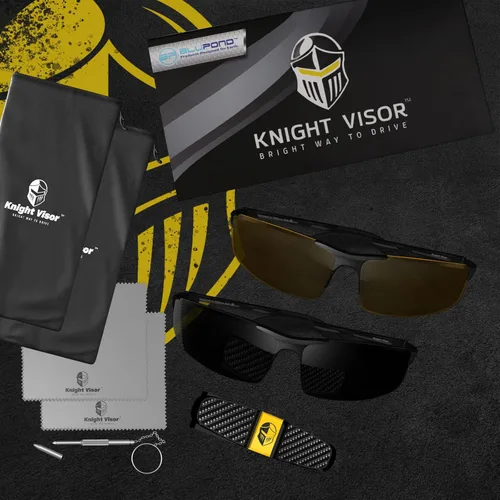 Miniatura 2 de BLUPOND Juego de 2 lentes de conducción de día y noche HD - Gafas de sol polarizadas y gafas de visión nocturna amarillas con soporte para clip