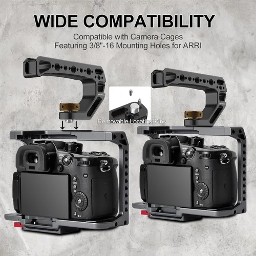 Miniatura 2 de Mango superior para cámara con pasadores de localización de 3/8"-16 para ARRI Grip para jaula de cámara, mango superior universal con 5 adaptadores
