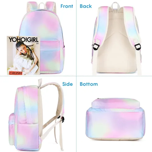 Miniatura 2 de Pawsky Mochila escolar para niñas, resistente al agua, mochila para laptop con bolsa de almuerzo y estuche para lápices