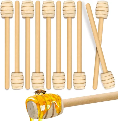 10 palitos de miel – Palitos de panal de madera de 6 pulgadas, agitador de miel para tarro de miel, dispensar miel y regalos de fiesta de boda