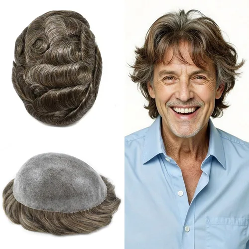 Miniatura 33 de Toupee para hombres Full Poly Mens Toupee Cabello humano Piezas para hombres Sistema de reemplazo de pelo para hombres Protesis Capilar Para Hombre
