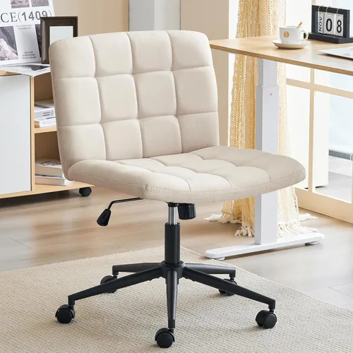 Miniatura 12 de Furnimart Silla de escritorio giratoria de 360° con cruz cruzada, cojín extra grueso, silla de felpilla de alta calidad con patas cruzadas