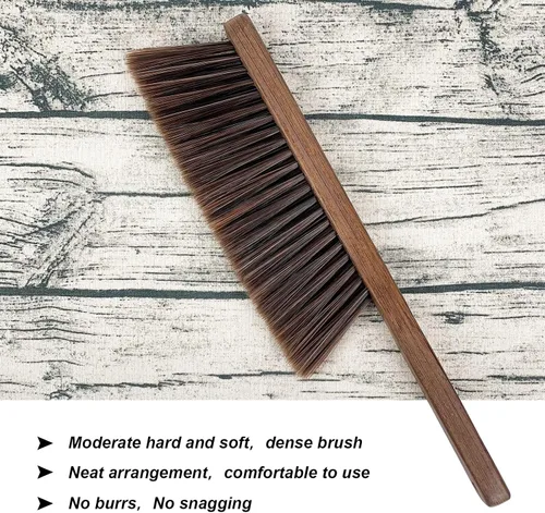 Miniatura 2 de Cepillos de limpieza de escoba de mano - Cepillo de cerdas suaves para limpiar coche/cama/sofá/corriente/jardín/muebles/ropa, mango de madera