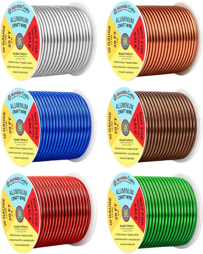 Miniatura 379 de Mandala Crafts - Alambre de aluminio anodizado de 8 calibre para hacer joyas - 9.75 m de alambre flexible negro colorido - Flexible para bonsái