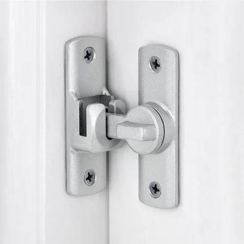 Miniatura 3 de Cerradura Plateada de Puerta de Granero Abatible de 90/180 Grados, Protege la Privacidad - Pestillo de Seguridad para Puerta, Herrajes de Pestillos