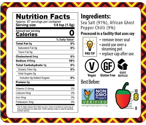 Miniatura 2 de African Dream Foods - Sal picante de pimienta fantasma Sal de chile totalmente natural Fabricado con pimientos fantasma africanos 3.5 onzas