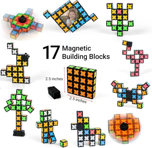 Miniatura 4 de TOSY Spinner Fidget Magnético que Brilla - 16 Bloques, Juguete 3 en 1: Spinner Fidget Transformable, Cubo Infinito/Rompecabezas, Brillante, Rellenos