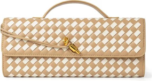 Joryin Bolso tejido para mujer, bolso de mano de cuero tejido, bolso cruzado, bolso formal de noche, cuero vegano