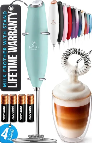 Miniatura 113 de Zulay Kitchen Espumador de leche de mano con pilas Duracell AA – Mezclador eléctrico ultrarrápido y creador de espuma, mezclador de bebidas fácil