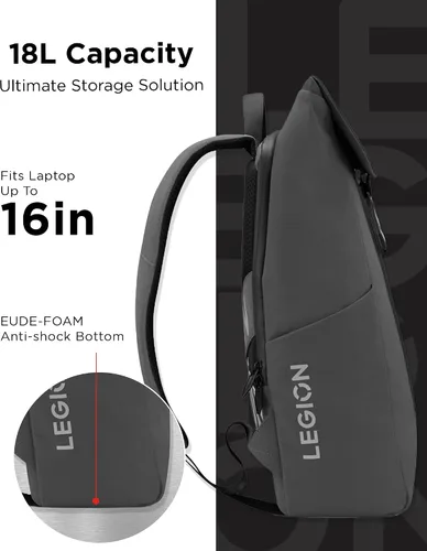 Miniatura 7 de Lenovo Legion - Mochila para juegos GB400 para computadoras de hasta 16 pulgadas, bolsa ligera repelente al agua con múltiples bolsillos