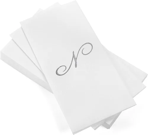 Miniatura 44 de AH AMERICAN HOMESTEAD Servilletas desechables – Servilletas doradas con monograma para invitados, servilletas acolchadas como tela para baño