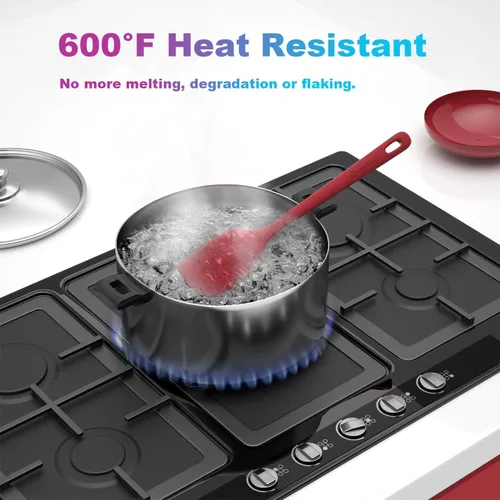 Miniatura 4 de ChefAide - Juego de 4 espátulas de silicona, espátulas de goma de grado alimenticio, con mango fuerte y agarre ergonómico, resistentes al calor