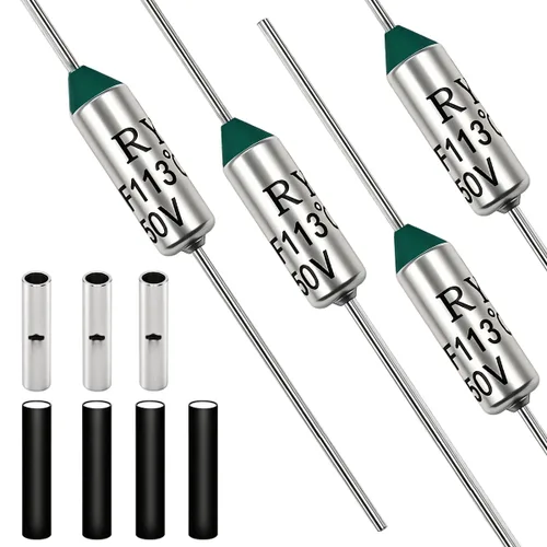 Miniatura 11 de Tnisesm Fusible térmico de metal de 73 grados, 10 unidades, 10 A, 250 V, con conectores a tope no aislados (22-18 AWG) para transformador de motor
