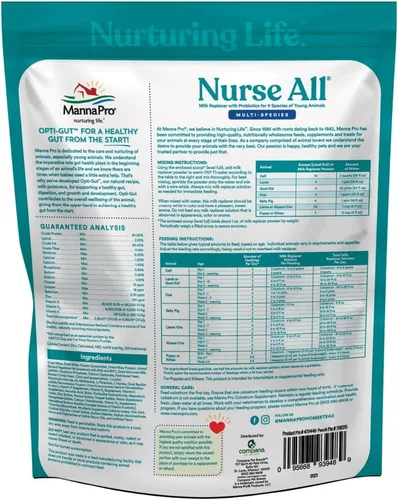 Miniatura 2 de Manna Pro Nurse All - Sustituto de leche multiespecie, ideal para terneros, corderos, cabras, potros, cerdos, llamas, crías de alpaca, cachorros