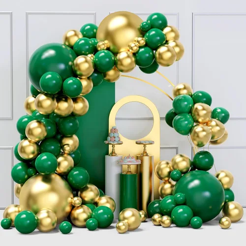 Miniatura 17 de Kit de arco de guirnalda de globos de color dorado y negro, 134 globos metálicos dorados y negros con diferentes tamaños para graduación