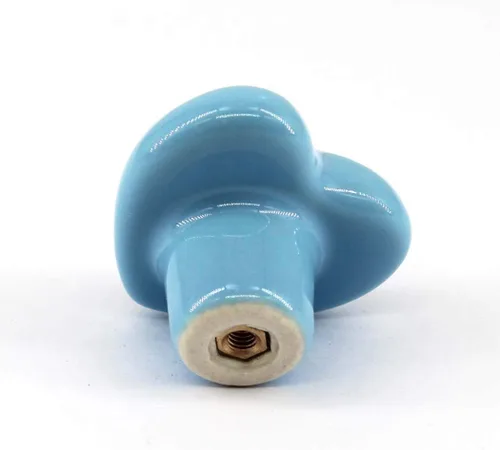Miniatura 4 de Flomore Pomo de cerámica azul para cajones de armario para habitación de niños, tirador en forma de corazón para cajones de aparador
