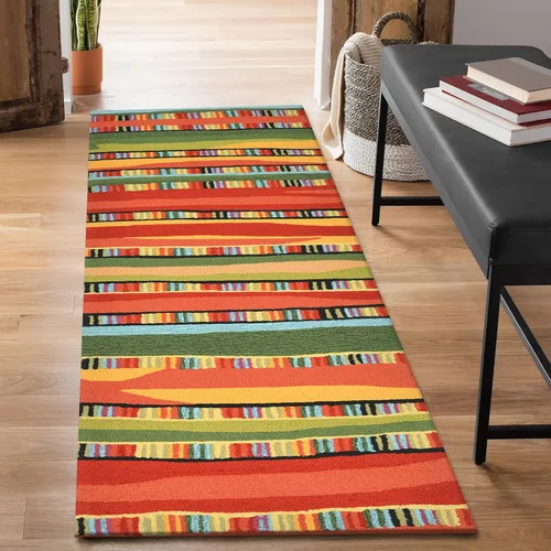 Miniatura 10 de Liora Manne Ravella - Alfombra duradera para interiores y exteriores, estabilizada a mano con rayos UV, tropical neutro, 5 pies x 7 pies 6 pulgadas