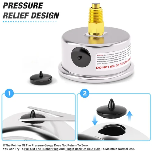 Miniatura 6 de MEANLIN MEASURE - Manómetro de presión térmica de acero inoxidable, esfera con cara de 2.5 pulgadas, NPT de 1/4 de pulgada, relleno de líquido
