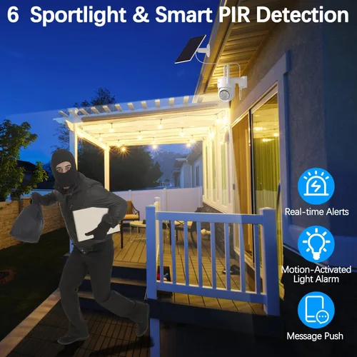 Miniatura 4 de Paquete de 2 cámaras de seguridad inalámbricas de 4 MP para exteriores, 6 focos y visión nocturna a color HD de 2.5 K con WiFi de 2.4 GHz, control