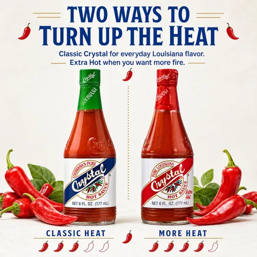 Miniatura 7 de Crystal Combo de salsa picante y salsa extra picante de 6 onzas, una original y otra extra picante de pimienta de cayena de Louisiana, sabor audaz