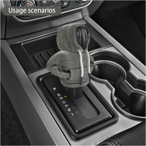 Miniatura 6 de Capucha para palanca de cambios de coche, funda de pomo de palanca de cambios a la moda, mini capucha para cambio automático, accesorios de Gris