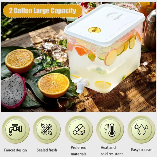 Miniatura 2 de Dispensador de bebidas para refrigerador, dispensador de bebidas de plástico con espita, recipiente de jugo sellado con pantalla de filtro, jarra