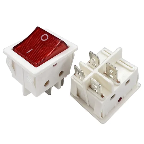 Miniatura 10 de Interruptor basculante DPST On-Off Unilluminated Negro 4 Pin 1.220x0.984 in Rectangular Snap-in Interruptor de alimentación de palanca
