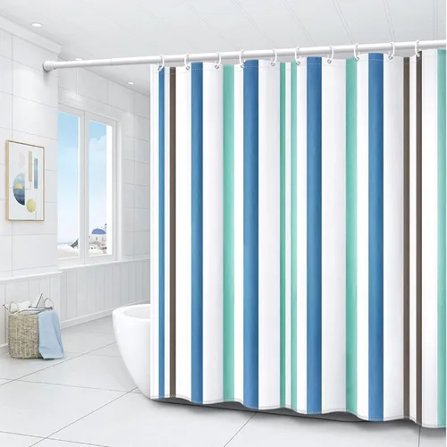 Miniatura 23 de DEARART Juego de cortinas de ducha negras de 60 pulgadas de ancho x 72 pulgadas de alto, cortinas de ducha de tela con ojales y ganchos, de secado