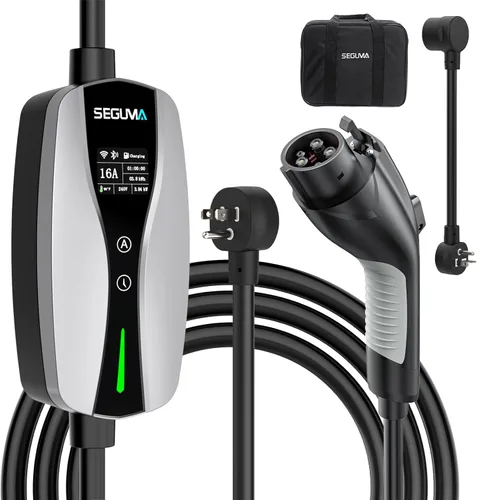 Miniatura 10 de Cargador EV de nivel 1/2, control de corriente ajustable Wi-Fi/App de 16 amperios, enchufe NEMA 5-15 certificado ETL/adaptador NEMA 6-20, retardo