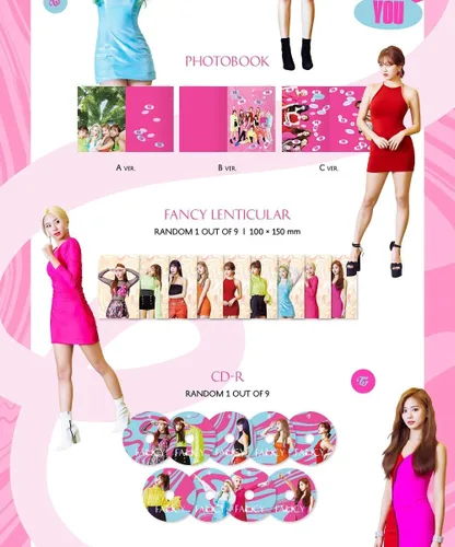 Miniatura 3 de JYP Twice - Fancy You [Random ver.] (7º Mini álbum) CD+Photobook+5 tarjetas de fotos+pegatina+póster plegado+tarjeta fotográfica extra
