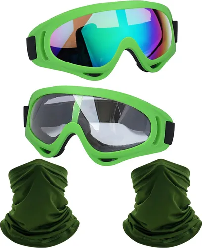 Miniatura 16 de LJDJ Gafas de motocicleta, paquete de 2 unidades, para motocross, ATV, motocross, senderismo, protección con 2 unidades de máscara bandana
