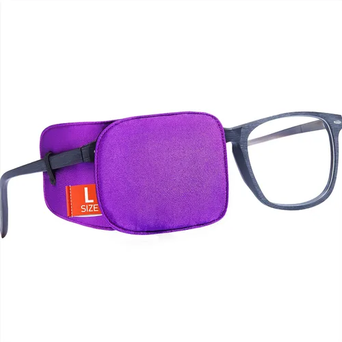 Astropic Parche Grande de Seda para Ojos para Adultos y Niños con Gafas Grandes para Cubrir Cualquier Ojo (Grande, Violeta)
