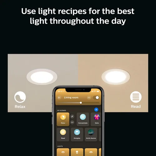 Miniatura 5 de Philips Hue Downlight LED inteligente delgado de 6 pulgadas, luz blanca y de color que cambia de color, 1 paquete, 1200 lúmenes, para interiores