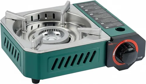 Estufa moderna para acampar con funda de transporte, mini estufa de gas butano portátil de 10 x 7.5 pulgadas, 6900 BTU para patio, cocina, hotpot,
