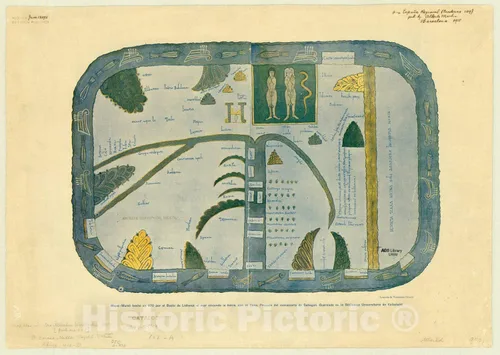 Mapa pictórico histórico: tierras de la Biblia 970 1895, mapa Mundi Hecho en 970 por el Beato de Liebana: el mar circunda la Tierra, que ES llana,