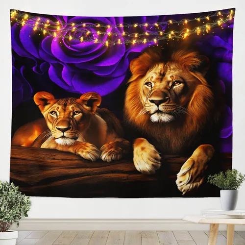 Miniatura 12 de Erosebridal Tapiz de guepardo para colgar en la pared, tapiz de rosa roja, decoración del hogar, tapiz de leopardo y gato, diseño de pared
