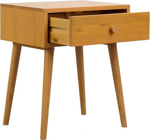 Miniatura 18 de NTC Mesita de noche Lux de roble macizo con cajón, mesa auxiliar moderna de mediados de siglo, muebles de noche, mesa auxiliar, fácil montaje, negro
