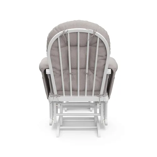 Miniatura 7 de Storkcraft Planeador de Aro Premium y Otomana (Remolino Blanco/Taupe) — Planeador de Guardería Certificado GREENGUARD Gold, Artesanía de Madera