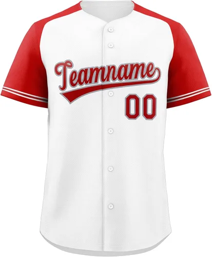 Miniatura 63 de Camisetas de béisbol personalizadas con botones de manga corta, número de nombre cosido personalizado / impreso para adultos y jóvenes