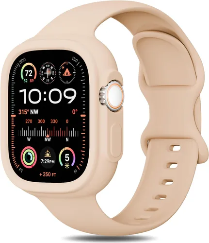 Miniatura 37 de Keebowz Funda Protectora de Silicona Compatible con Apple Watch de 38mm 40mm 41mm 42mm 44mm 45mm 46mm 49mm, Mujeres y Hombres, Correa Deportiva