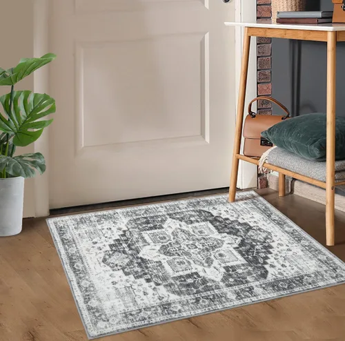 Miniatura 16 de JOLENE.K Alfombra lavable para pasillo, 2 x 6, alfombra de cocina, oriental, suave, envejecida, vintage, antideslizante, resistente a las manchas