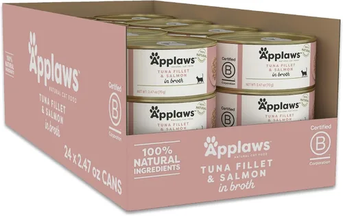 Applaws Alimento húmedo natural para gatos en caldo, alimento húmedo enlatado de ingredientes limitados, sin aditivos, hecho con ingredientes