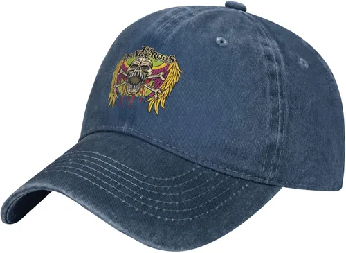 Cowboy Hat Trendy Hats for Man and Women Djustable Four Season Outdoor Baseball Cap of Hell Skull with Angel Navy Blue